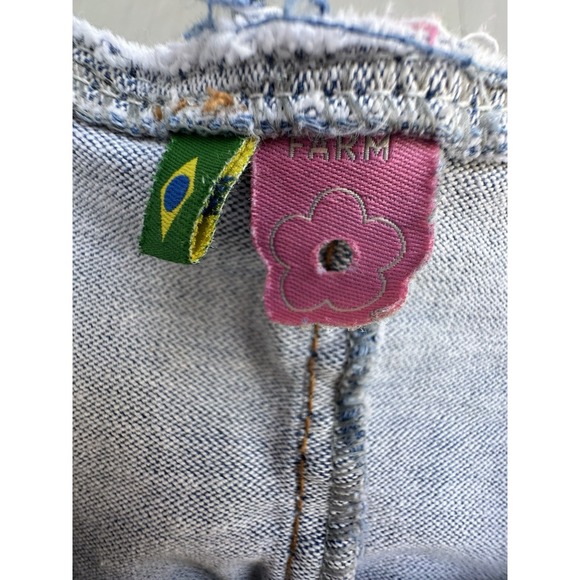 FARM Rio Denim Patch Romper (XS/P) –‎ Rare – Needs Crotch Repair – Raw Hem - Picture 2 of 14